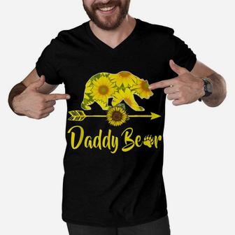 Daddy Bear Sunflower Funny Mother Father Gifts Men V-Neck Tshirt | Crazezy AU