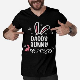 Daddy Bunny Funny Matching Easter Bunny Egg Hunting Men V-Neck Tshirt | Crazezy