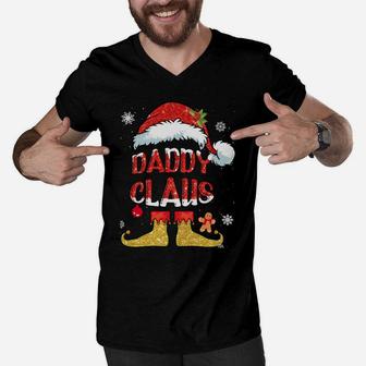 Daddy Claus Christmas Santa Hat Family Group Matching Pajama Men V-Neck Tshirt | Crazezy DE
