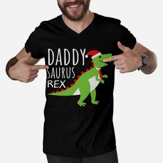 Daddy Dad Saurus Family Matching Pajama Christmas Shirt Gift Men V-Neck Tshirt | Crazezy UK