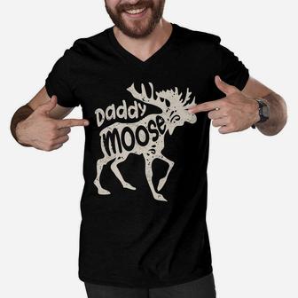 Daddy Moose Funny Fathers Day Gifts Men Dad Family Matching Men V-Neck Tshirt | Crazezy