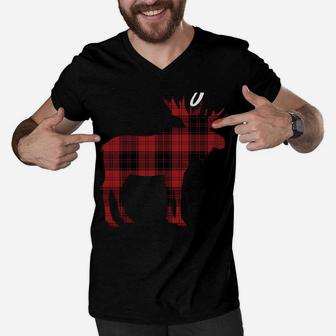 Daddy Moose Xmas Matching Family Christmas Pajamas Pjs Men V-Neck Tshirt | Crazezy