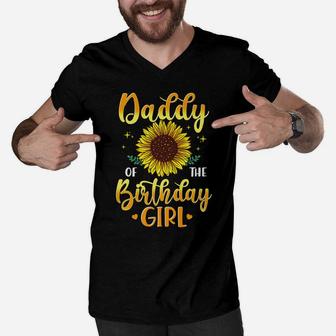 Daddy Of The Birthday Girl Sunflower Party Family Matching Men V-Neck Tshirt | Crazezy AU