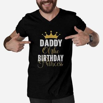 Daddy Of The Birthday Princess Men V-Neck Tshirt | Crazezy UK