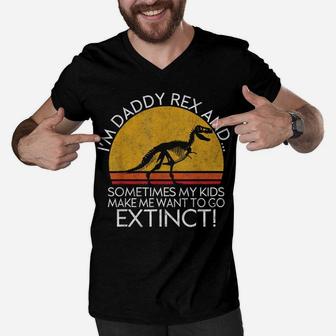 Daddy Rex Funny Quote Father Dinosaur Men V-Neck Tshirt | Crazezy UK