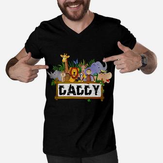 Daddy Zoo Birthday Shirt Family Costume Party Theme Men V-Neck Tshirt | Crazezy