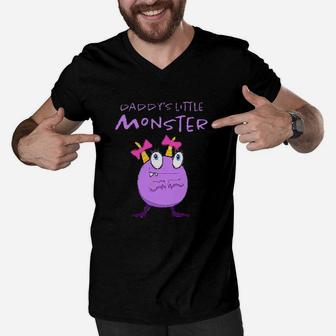 Daddys Little Monster Men V-Neck Tshirt | Crazezy UK
