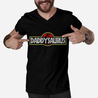 Daddysaurus Daddysaurus Rex Fathers Day Men V-Neck Tshirt | Crazezy CA