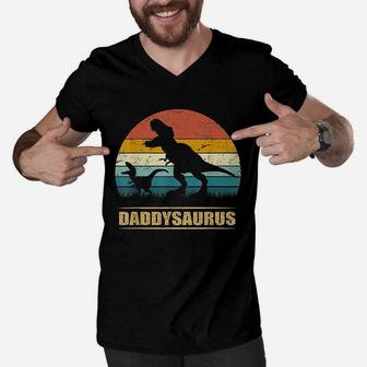 Daddysaurus Fathers Day Gifts T Rex Daddy Saurus Men V-Neck Tshirt | Crazezy CA