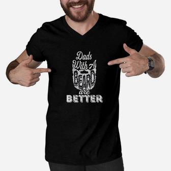 Dads With A Beards Are Better Men V-Neck Tshirt | Crazezy
