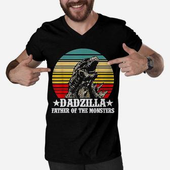 Dadzilla Father Of The Monsters Dinosaur Men V-Neck Tshirt | Crazezy