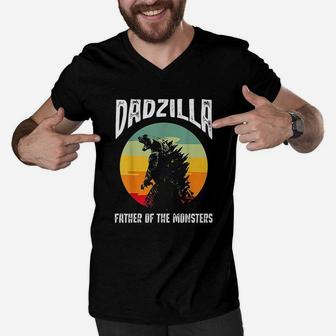 Dadzilla Father Of The Monsters Men V-Neck Tshirt | Crazezy