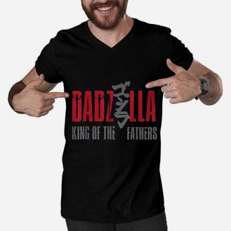 Dadzilla Greatest Dads Fathers Day Men V-Neck Tshirt | Crazezy DE
