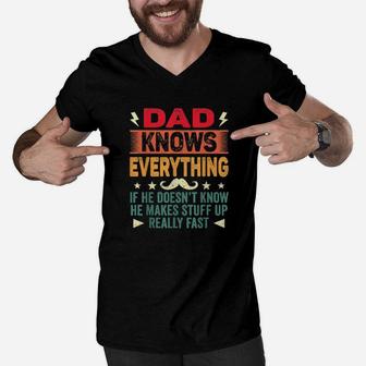 Distressed Dad Know Everything Fathers Day Men V-Neck Tshirt - Monsterry DE