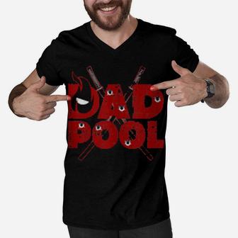 Distressed Dad Superhero Pool Parody Birthday Men V-Neck Tshirt - Monsterry