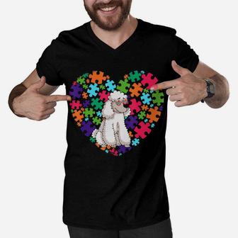 Dog Dad Dog Mom Gifts Autism Awareness Poodle Men V-Neck Tshirt - Monsterry AU