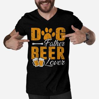 Dog Father Beer Lover Shirt Funny Fathers Day Gift For Daddy Men V-Neck Tshirt | Crazezy CA