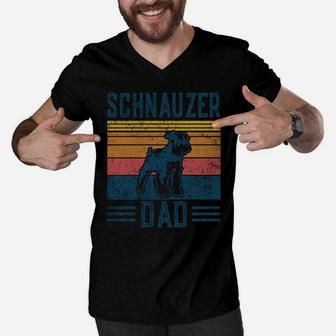 Dog | Schnauzer Pinscher Papa - Vintage Schnauzer Dad Men V-Neck Tshirt | Crazezy CA