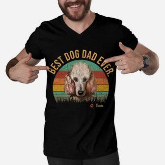 Dogs 365 Vintage Best Poodle Dad Ever Father's Day Gift Dog Men V-Neck Tshirt | Crazezy AU