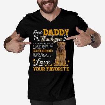 Dogue De Bordeaux Dear Daddy Thank You For Being My Daddy Men V-Neck Tshirt | Crazezy AU