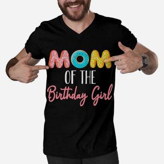 Donut Birthday Matching Dad Mom Sweet Party Men V-Neck Tshirt | Crazezy