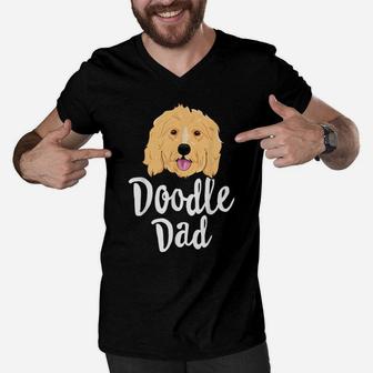 Doodle Dad Men Goldendoodle Dog Puppy Father Gift Men V-Neck Tshirt | Crazezy