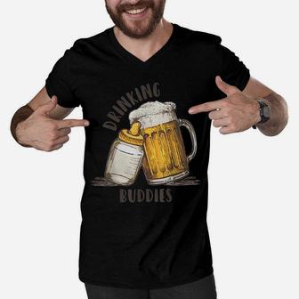Drinking Buddies Dad And Baby Matching Fist Father Shirt Men V-Neck Tshirt | Crazezy