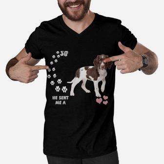 Dutch Partridge Dog Mom Dad Print, Cute Drentse Patrijshond Men V-Neck Tshirt | Crazezy UK