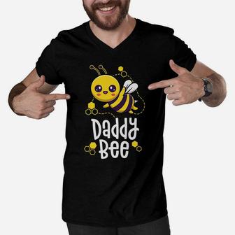 Family Bee Shirts Dad Daddy First Bee Day Outfit Birthday Men V-Neck Tshirt | Crazezy CA