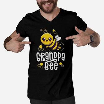 Family Bee Shirts Grandpa Birthday First Bee Day Outfit Men V-Neck Tshirt | Crazezy