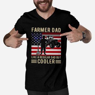 Farmer Dad Like A Regular Dad But Cooler Men V-Neck Tshirt - Thegiftio UK