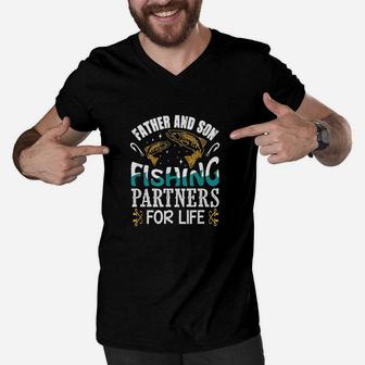 Father And Son Fishing Partners For Life Father Gift Men V-Neck Tshirt | Crazezy