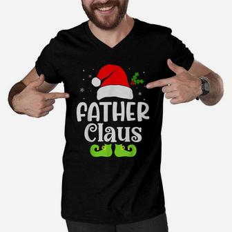 Father Claus Xmas Elf Pajama Christmas Matching Family Funny Men V-Neck Tshirt | Crazezy UK