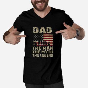 Father Day Dad The Man Myth Legend Men V-Neck Tshirt | Crazezy
