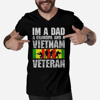 Father Day I'm A Dad Grandpa And Vietnam Veteran Men V-Neck Tshirt | Crazezy