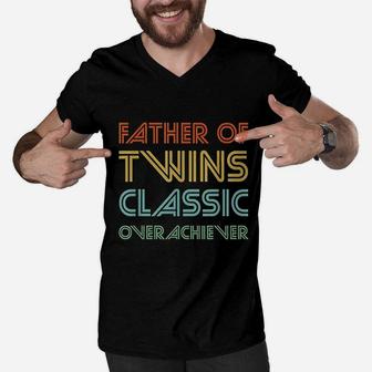 Father Of Twins Classic Overachiever Men V-Neck Tshirt | Crazezy UK