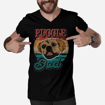 Fathers Day Dog Lover Dog Owner Puggle Dad Pet Retro Puggle Sweatshirt Men V-Neck Tshirt | Crazezy AU