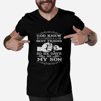 Fathers Day He Gave Me My Son Men V-Neck Tshirt | Crazezy CA