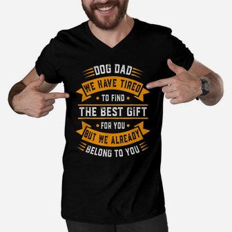 Fathers Day Shirt Dog Dad From Daughter Son Wife For Daddy Men V-Neck Tshirt | Crazezy DE