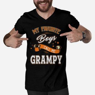 Fathers Day Shirt My Favorite Boys Call Me Grampy Men V-Neck Tshirt | Crazezy CA