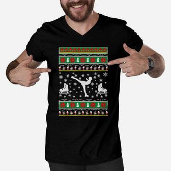 Figure Skating Ugly Christmas Gift For Mom Or Dad Sweatshirt Men V-Neck Tshirt | Crazezy DE