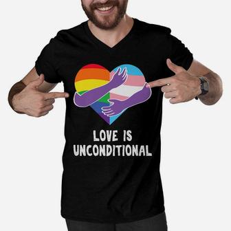 Free Mom Dad Hugs Lgbt Pride Nonbinary Pride Flag Love Men V-Neck Tshirt | Crazezy UK