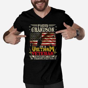 Freedom Tee-Proud Grandson Of A Vietnam Veteran Grandpa Men V-Neck Tshirt | Crazezy AU