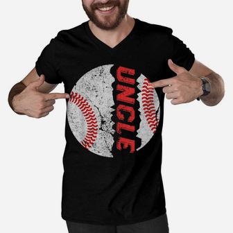 Funny Ball Uncle Softball Baseball Shirt Father's Day Gift Men V-Neck Tshirt | Crazezy UK