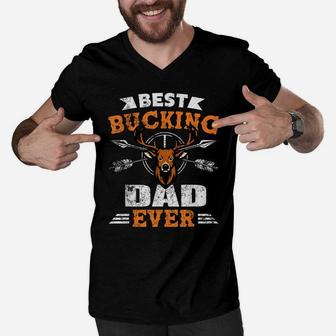 Funny Best Buckin Dad Ever Deer Hunting Buckin Dad Men V-Neck Tshirt | Crazezy UK