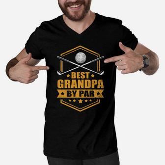 Funny Best Grandpa By Par Gift Cool Fathers Day Grandpa Golf Men V-Neck Tshirt | Crazezy UK