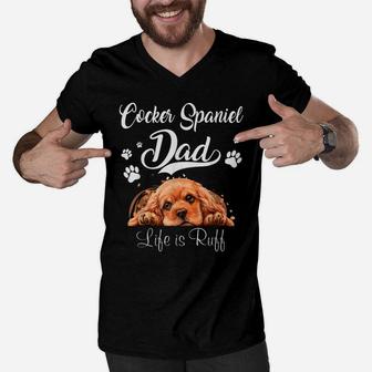 Funny Cocker Spaniel Dad Father Day Lover Dog Men V-Neck Tshirt | Crazezy
