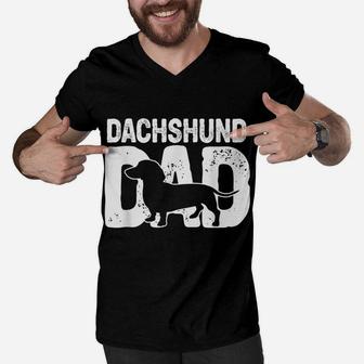 Funny Dachshund Dad Dog Lover Dachshund Father Dog Owner Men V-Neck Tshirt | Crazezy UK