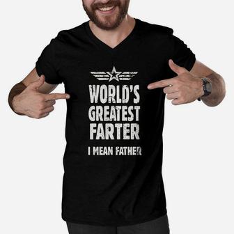 Funny Father Day Gift For Dad Hilrious Idea Papa Men V-Neck Tshirt | Crazezy