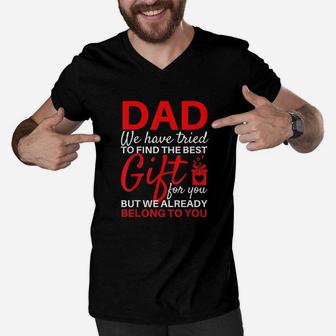 Funny Fathers Day Gift From Daughter Son Wife For Dad Men V-Neck Tshirt | Crazezy UK